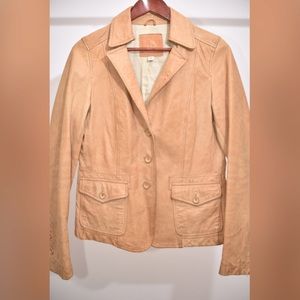 Banana Republic tan leather blazer